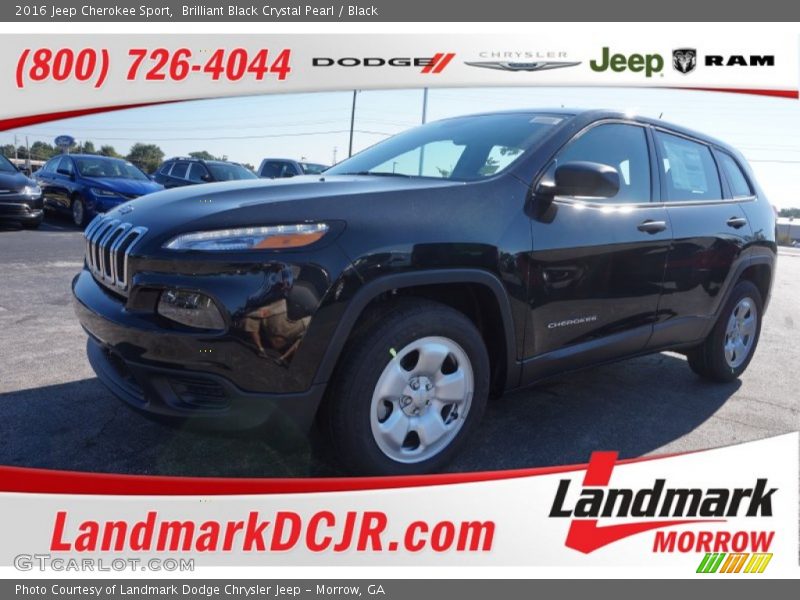 Brilliant Black Crystal Pearl / Black 2016 Jeep Cherokee Sport
