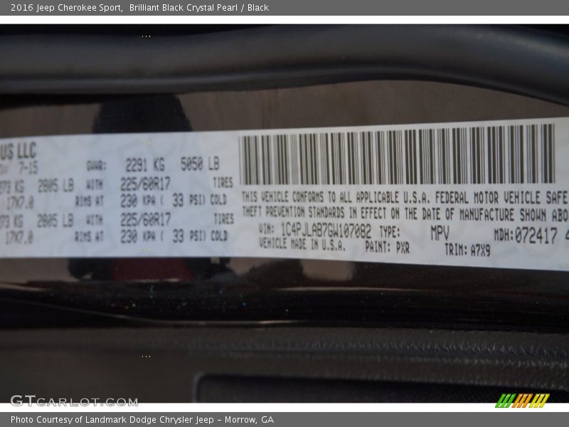 Brilliant Black Crystal Pearl / Black 2016 Jeep Cherokee Sport