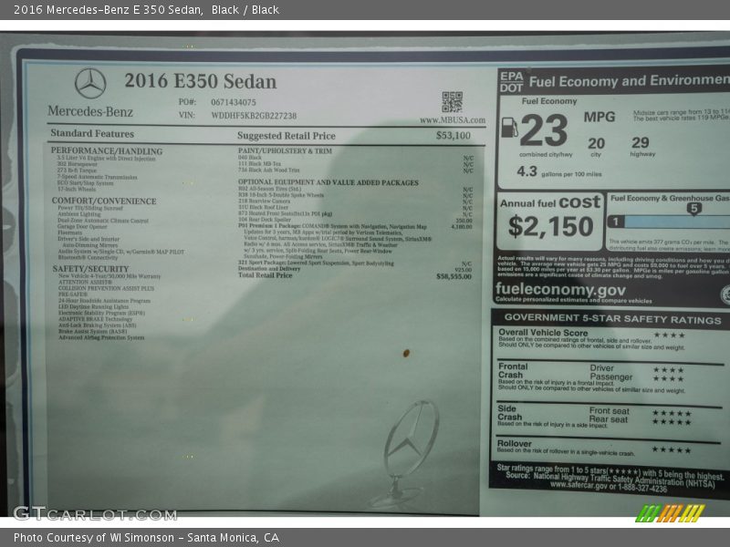 Black / Black 2016 Mercedes-Benz E 350 Sedan