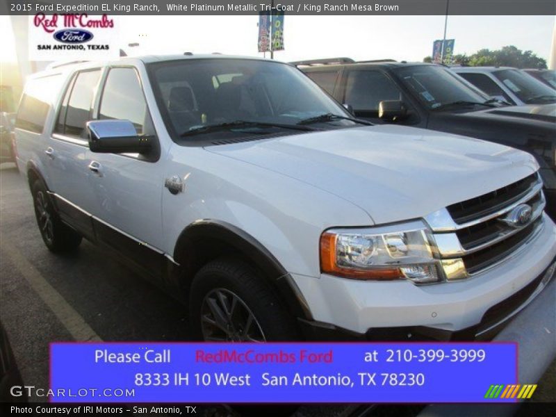 White Platinum Metallic Tri-Coat / King Ranch Mesa Brown 2015 Ford Expedition EL King Ranch