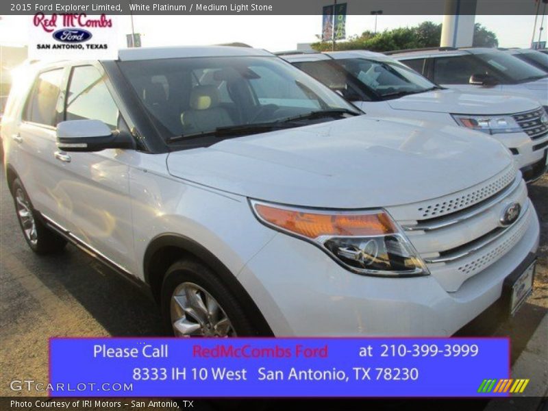 White Platinum / Medium Light Stone 2015 Ford Explorer Limited