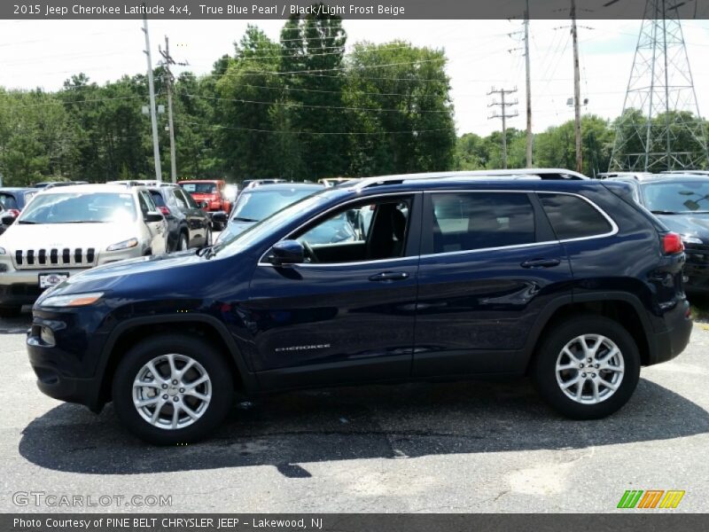 True Blue Pearl / Black/Light Frost Beige 2015 Jeep Cherokee Latitude 4x4
