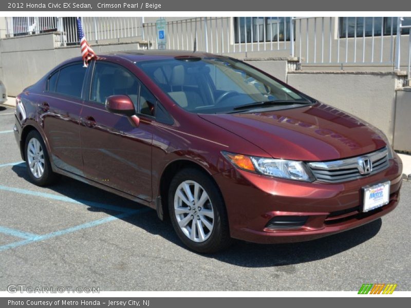 Crimson Pearl / Beige 2012 Honda Civic EX Sedan