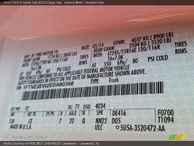 Oxford White / Medium Flint 2014 Ford E-Series Van E250 Cargo Van