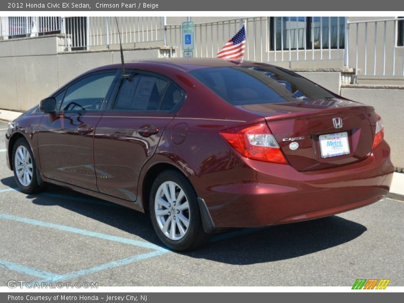 Crimson Pearl / Beige 2012 Honda Civic EX Sedan