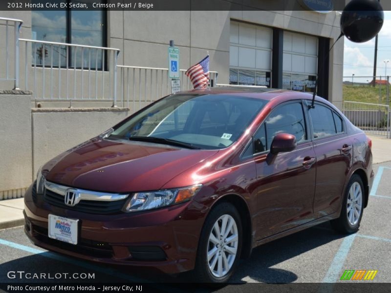 Crimson Pearl / Beige 2012 Honda Civic EX Sedan
