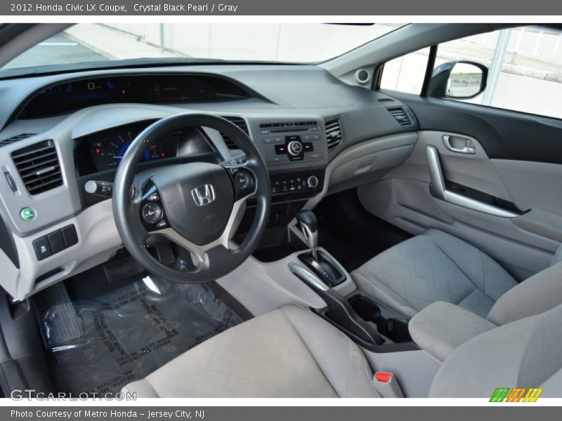 Crystal Black Pearl / Gray 2012 Honda Civic LX Coupe