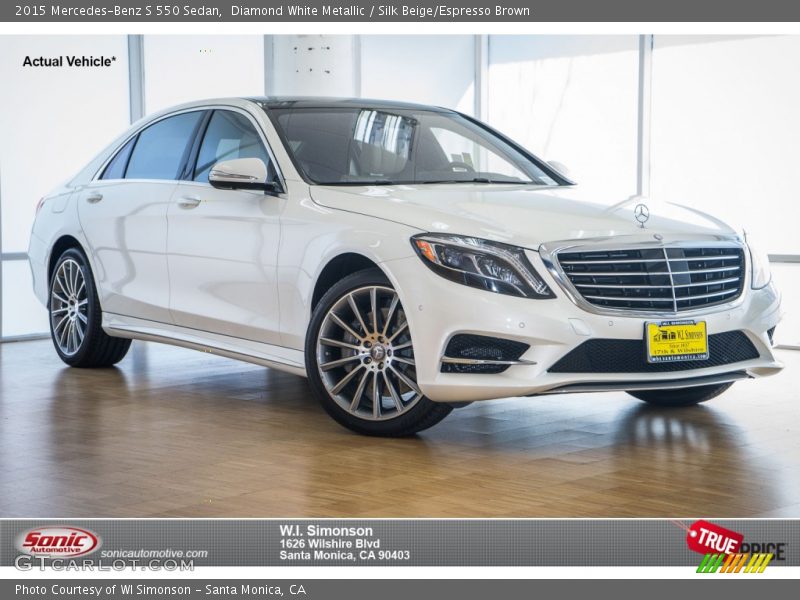 Diamond White Metallic / Silk Beige/Espresso Brown 2015 Mercedes-Benz S 550 Sedan