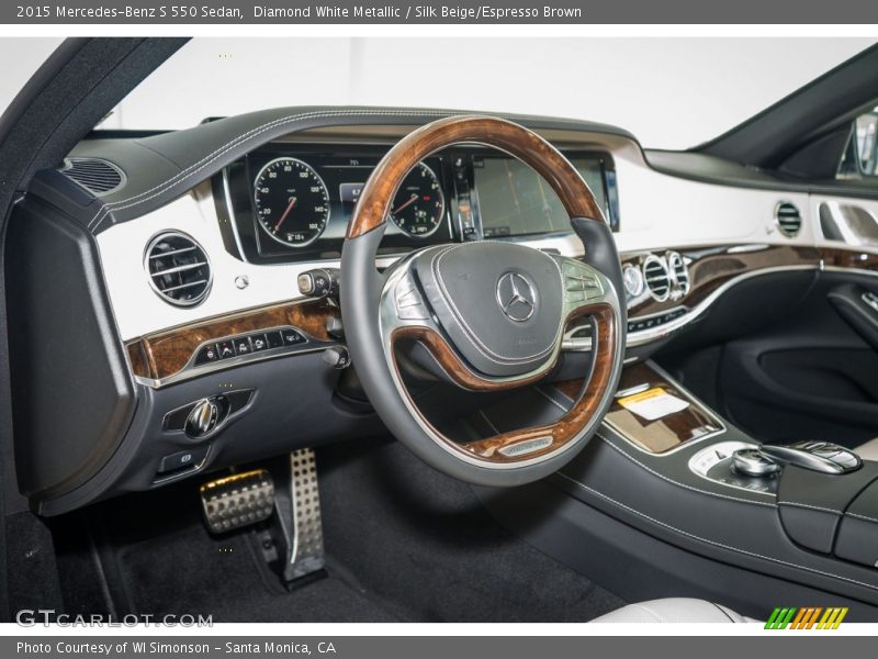 Diamond White Metallic / Silk Beige/Espresso Brown 2015 Mercedes-Benz S 550 Sedan