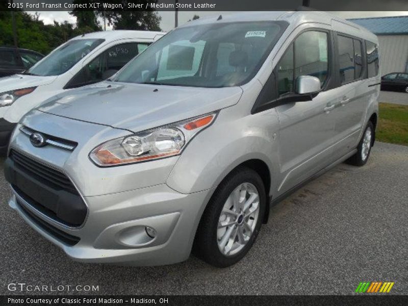 Silver / Medium Stone Leather 2015 Ford Transit Connect XLT Wagon