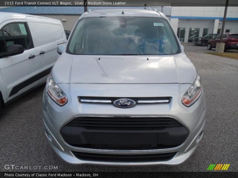 Silver / Medium Stone Leather 2015 Ford Transit Connect XLT Wagon