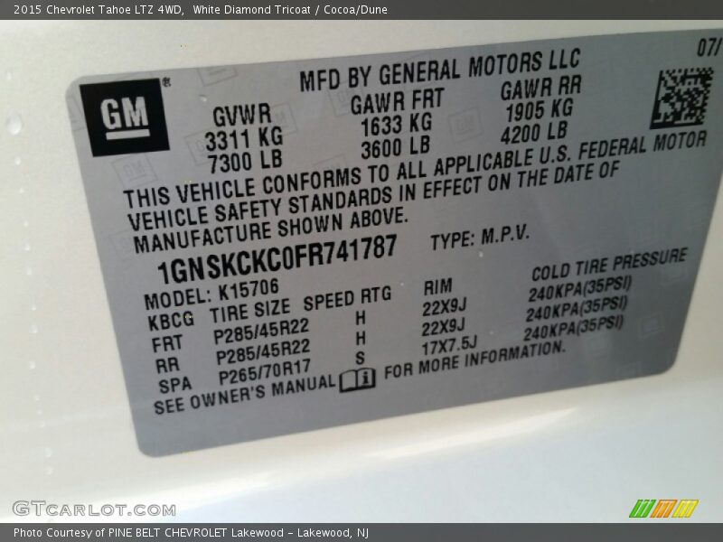 White Diamond Tricoat / Cocoa/Dune 2015 Chevrolet Tahoe LTZ 4WD