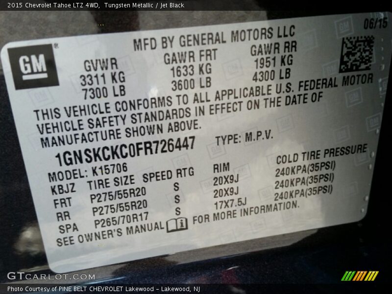 Tungsten Metallic / Jet Black 2015 Chevrolet Tahoe LTZ 4WD