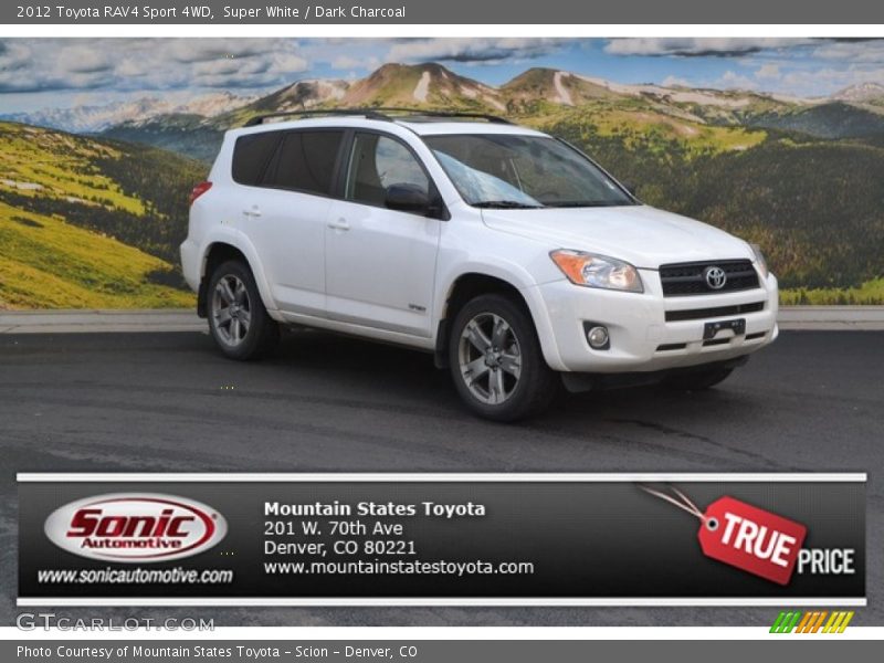 Super White / Dark Charcoal 2012 Toyota RAV4 Sport 4WD