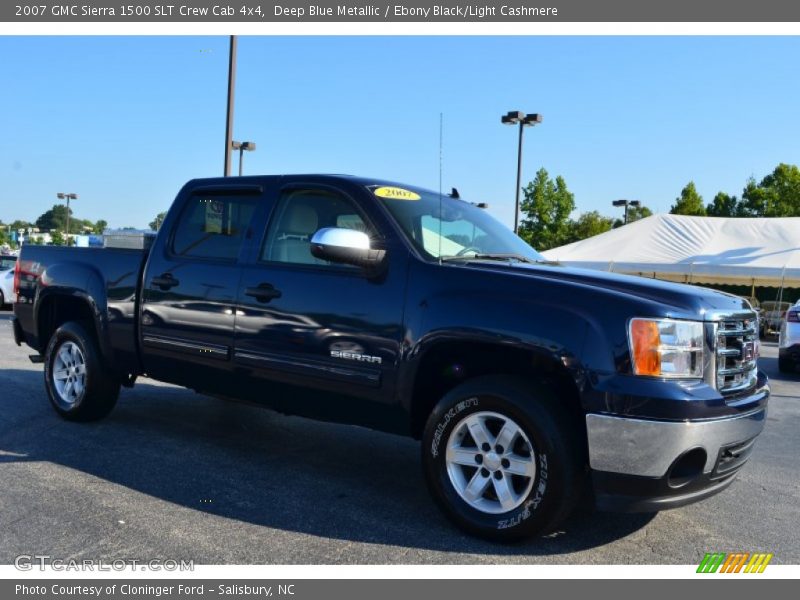 Deep Blue Metallic / Ebony Black/Light Cashmere 2007 GMC Sierra 1500 SLT Crew Cab 4x4