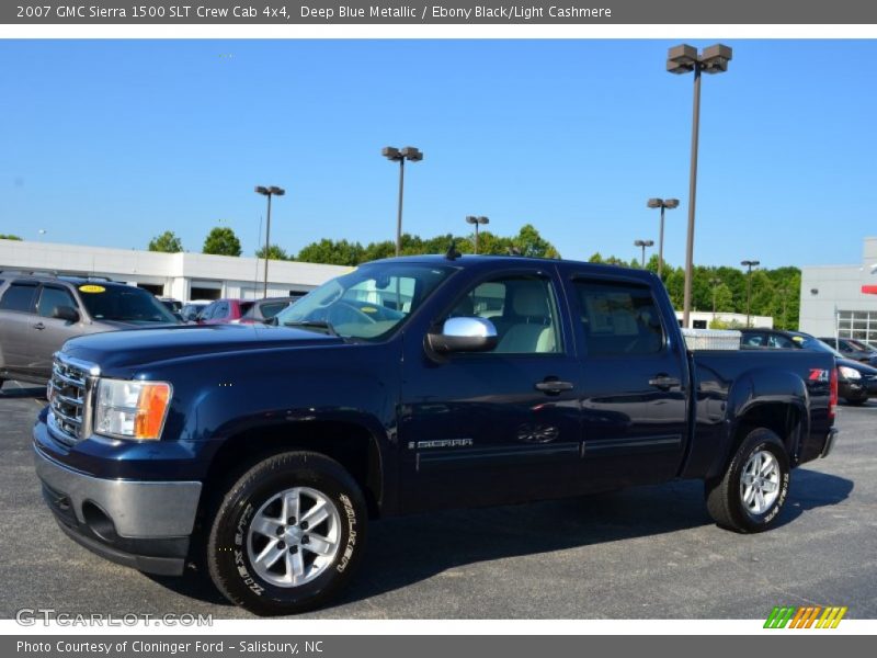 Deep Blue Metallic / Ebony Black/Light Cashmere 2007 GMC Sierra 1500 SLT Crew Cab 4x4