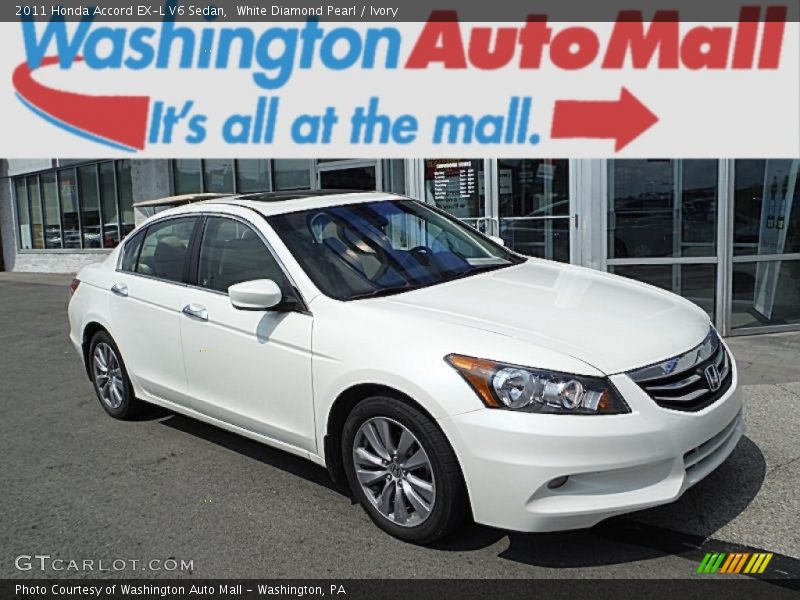 White Diamond Pearl / Ivory 2011 Honda Accord EX-L V6 Sedan