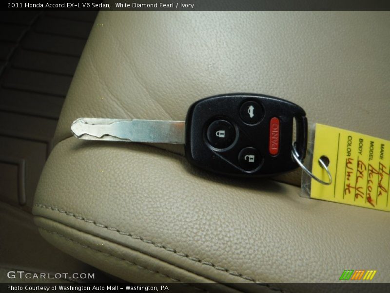 White Diamond Pearl / Ivory 2011 Honda Accord EX-L V6 Sedan
