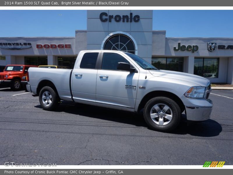 Bright Silver Metallic / Black/Diesel Gray 2014 Ram 1500 SLT Quad Cab