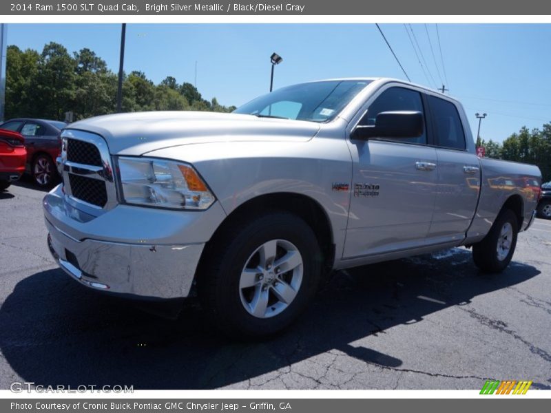 Bright Silver Metallic / Black/Diesel Gray 2014 Ram 1500 SLT Quad Cab