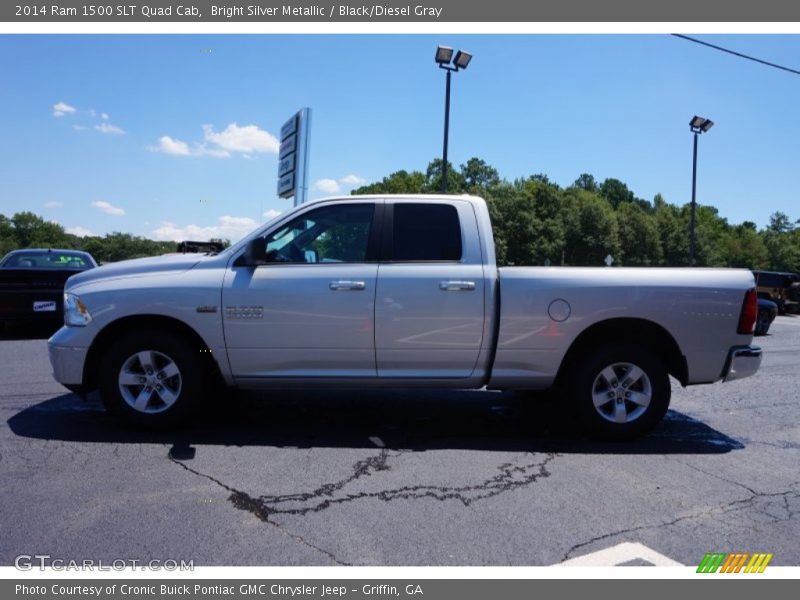 Bright Silver Metallic / Black/Diesel Gray 2014 Ram 1500 SLT Quad Cab