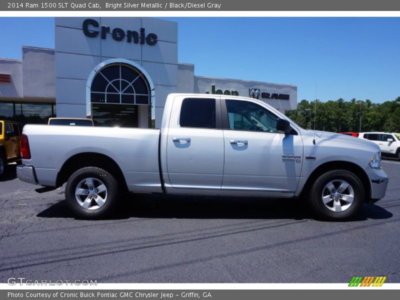 Bright Silver Metallic / Black/Diesel Gray 2014 Ram 1500 SLT Quad Cab