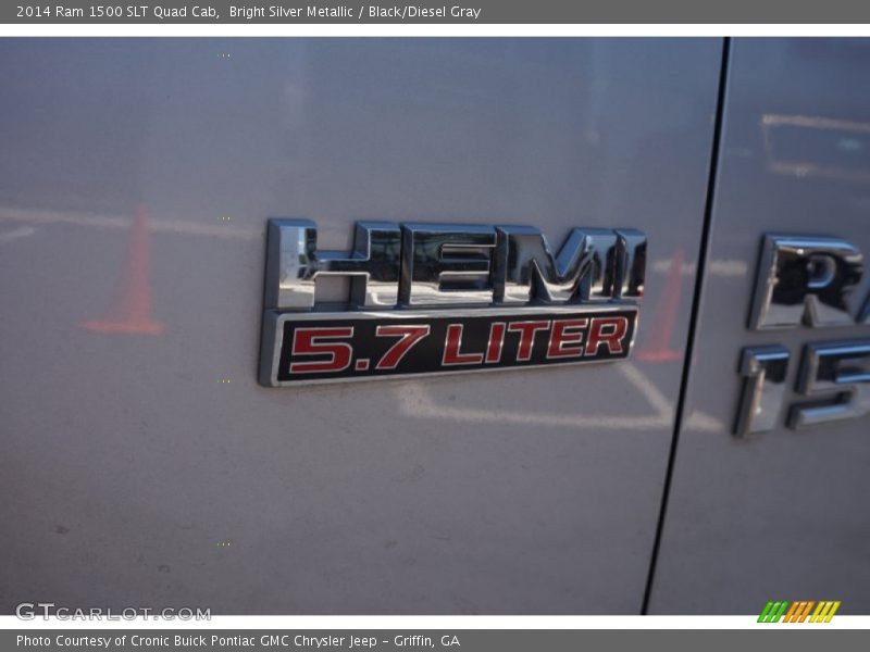 Bright Silver Metallic / Black/Diesel Gray 2014 Ram 1500 SLT Quad Cab