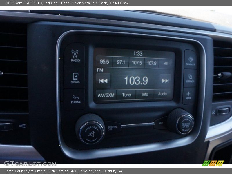 Bright Silver Metallic / Black/Diesel Gray 2014 Ram 1500 SLT Quad Cab
