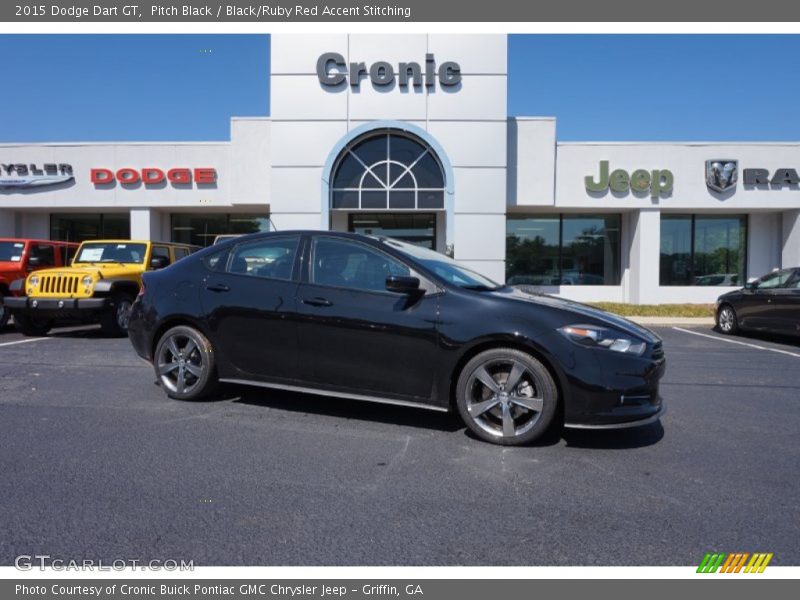 Pitch Black / Black/Ruby Red Accent Stitching 2015 Dodge Dart GT