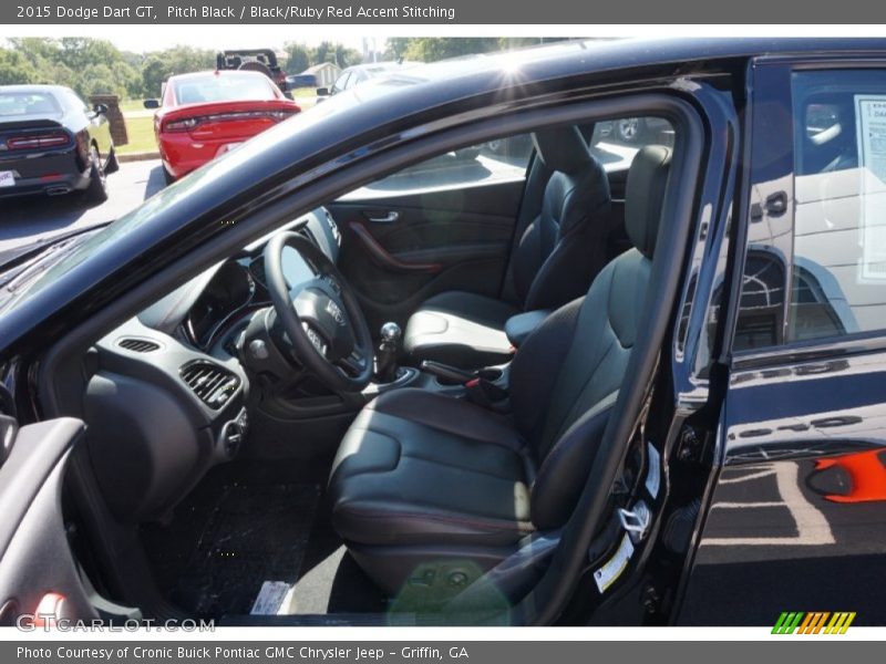 Pitch Black / Black/Ruby Red Accent Stitching 2015 Dodge Dart GT