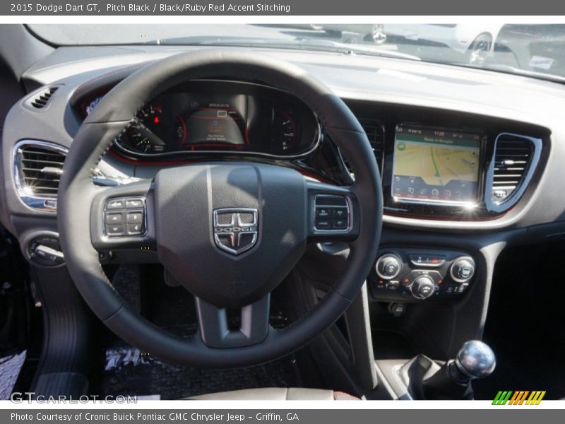 Pitch Black / Black/Ruby Red Accent Stitching 2015 Dodge Dart GT