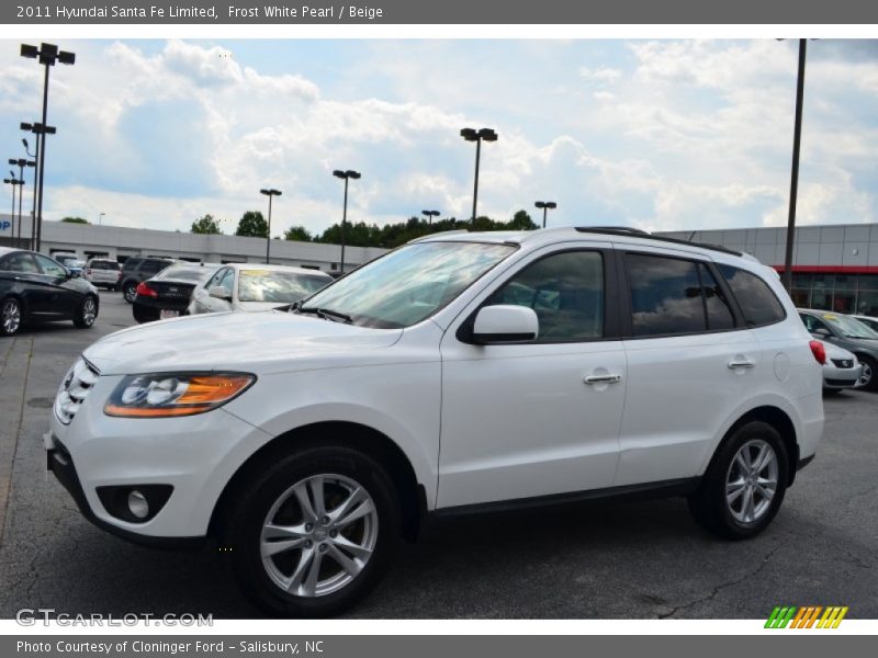 Frost White Pearl / Beige 2011 Hyundai Santa Fe Limited