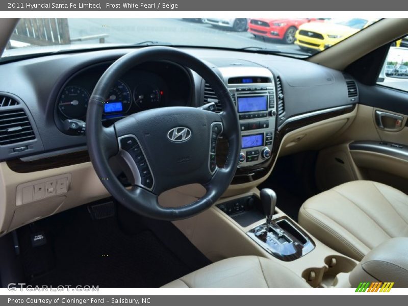 Frost White Pearl / Beige 2011 Hyundai Santa Fe Limited