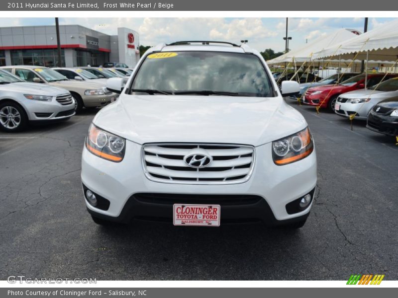 Frost White Pearl / Beige 2011 Hyundai Santa Fe Limited