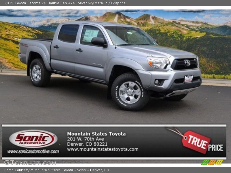 Silver Sky Metallic / Graphite 2015 Toyota Tacoma V6 Double Cab 4x4
