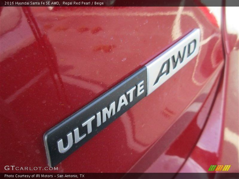 Regal Red Pearl / Beige 2016 Hyundai Santa Fe SE AWD