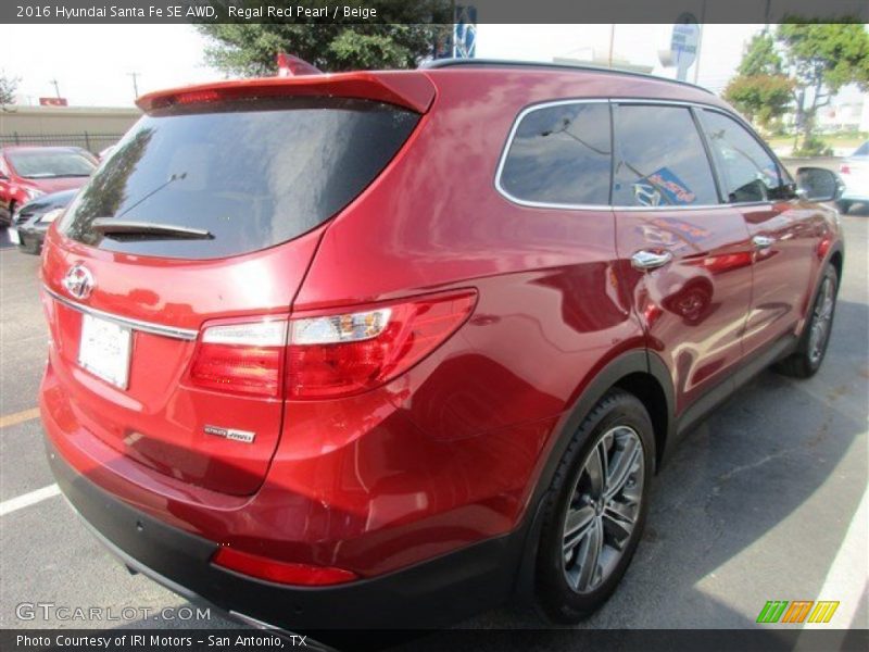 Regal Red Pearl / Beige 2016 Hyundai Santa Fe SE AWD