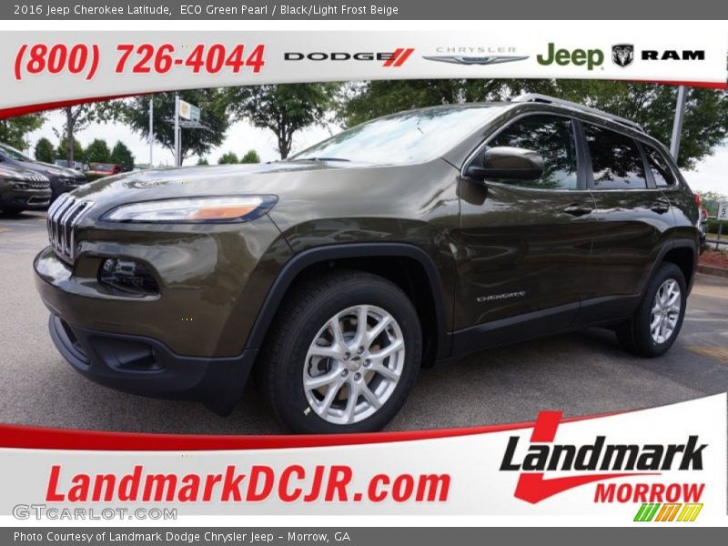 ECO Green Pearl / Black/Light Frost Beige 2016 Jeep Cherokee Latitude