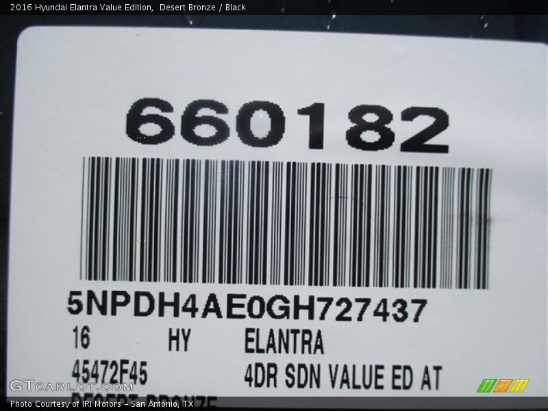 Desert Bronze / Black 2016 Hyundai Elantra Value Edition
