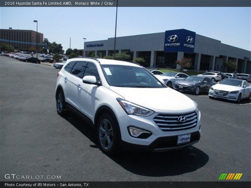 Monaco White / Gray 2016 Hyundai Santa Fe Limited AWD