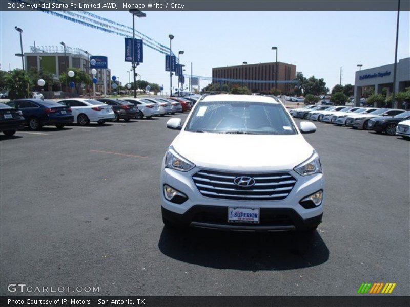 Monaco White / Gray 2016 Hyundai Santa Fe Limited AWD