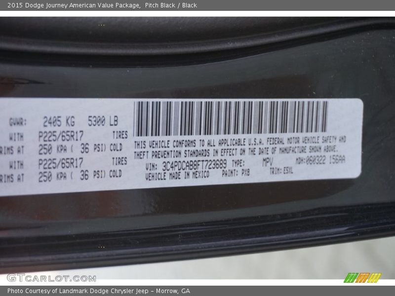 Pitch Black / Black 2015 Dodge Journey American Value Package