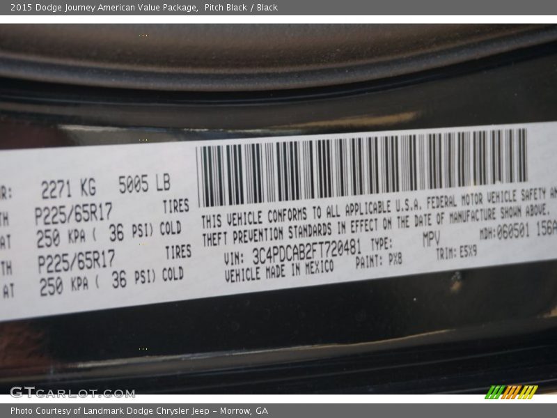Pitch Black / Black 2015 Dodge Journey American Value Package