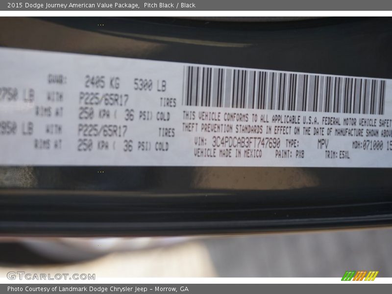 Pitch Black / Black 2015 Dodge Journey American Value Package