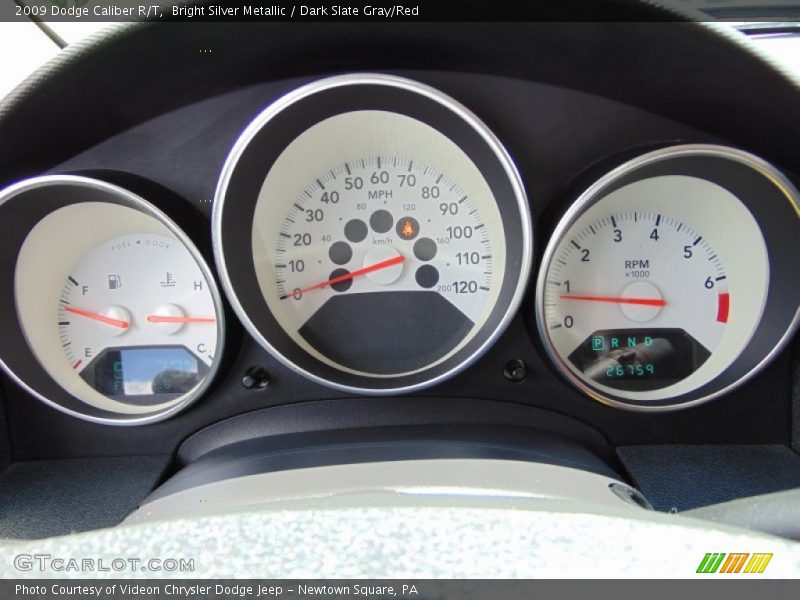 Bright Silver Metallic / Dark Slate Gray/Red 2009 Dodge Caliber R/T