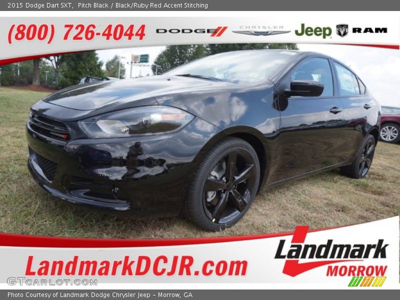 Pitch Black / Black/Ruby Red Accent Stitching 2015 Dodge Dart SXT