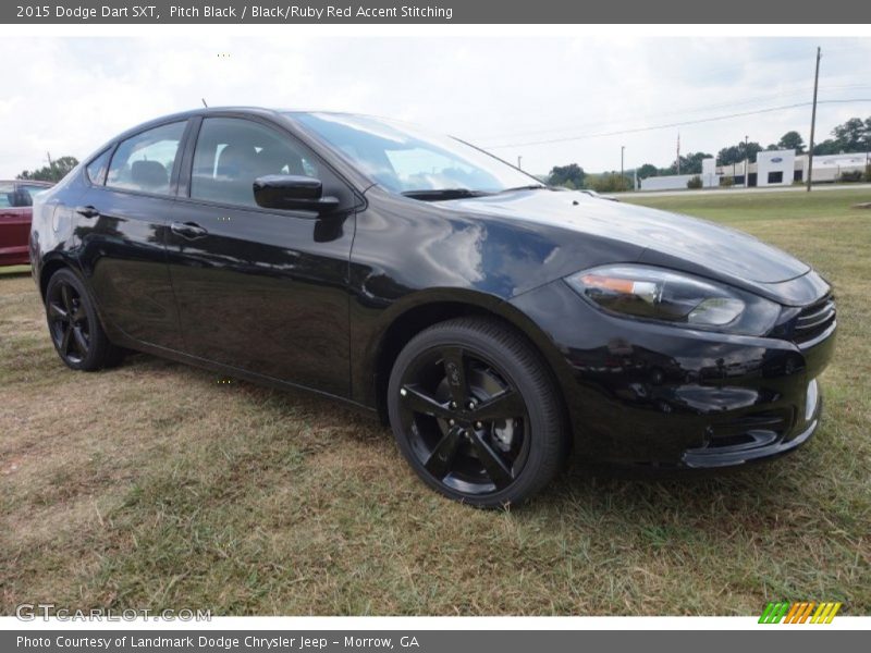 Pitch Black / Black/Ruby Red Accent Stitching 2015 Dodge Dart SXT