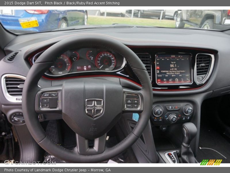 Pitch Black / Black/Ruby Red Accent Stitching 2015 Dodge Dart SXT