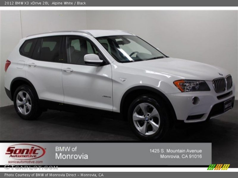 Alpine White / Black 2012 BMW X3 xDrive 28i