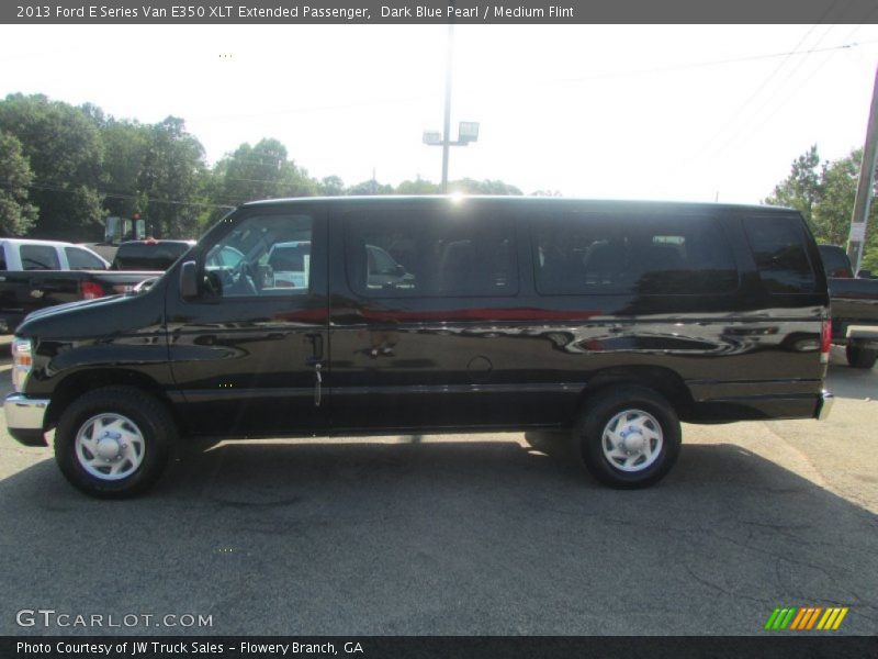 Dark Blue Pearl / Medium Flint 2013 Ford E Series Van E350 XLT Extended Passenger